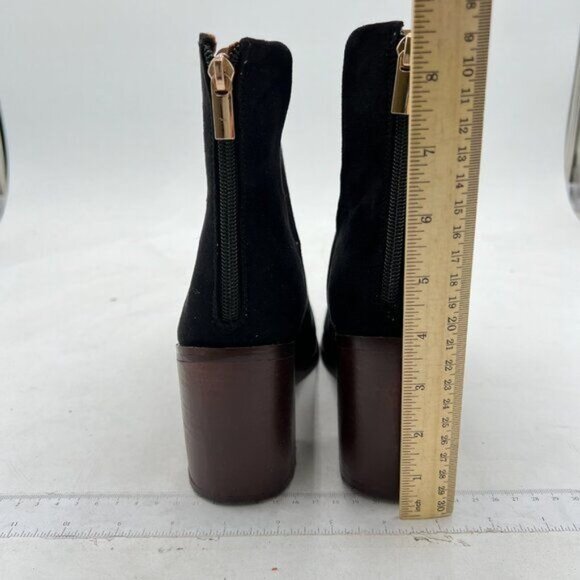 YDN Black Chic Stacked Chunky Mid High Heels Ankle Bootie Pointy Toe Pumps Shoes - Picture 5 of 8